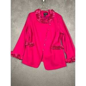 Vintage Natasia Col Hot Pink Ruffle Asymmetrical Blazer Fuchsia Embellishedge